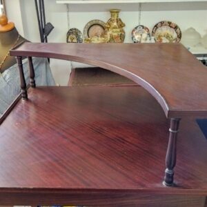 Alternative view of Διώροφο ξύλινο τραπεζάκι με διακριτικό σκάλισμα Φ75Υ55εκ