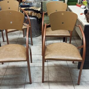 Alternative view of Σιδερένιες καρέκλες με δερμάτινο κάθισμα