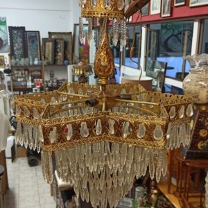 Σκαλιστό φωτιστικό οροφής με κρυσταλλάκια