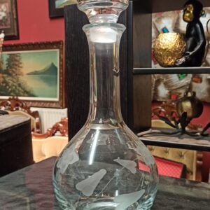 Διακοσμητικό γυάλινη καράφα με λευκά λουλούδια 1 τεμάχιο Υ30χΔ12εκ