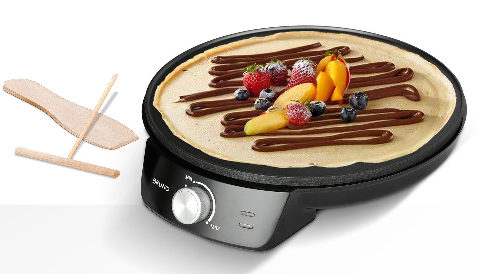 Κρεπιέρα 30εκ. 1200W με ρυθμιζόμενο θερμοστάτη και εξαρτήματα, μαύρη