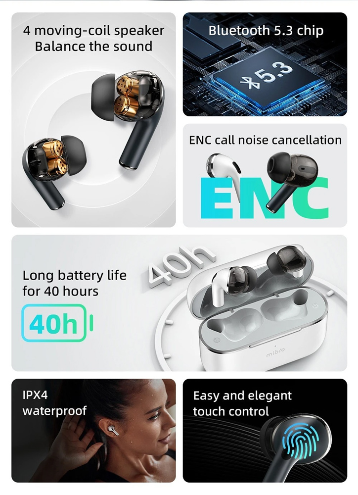 ασύρματα ακουστικά με θήκη φόρτισης 25/350mAh, μπλε